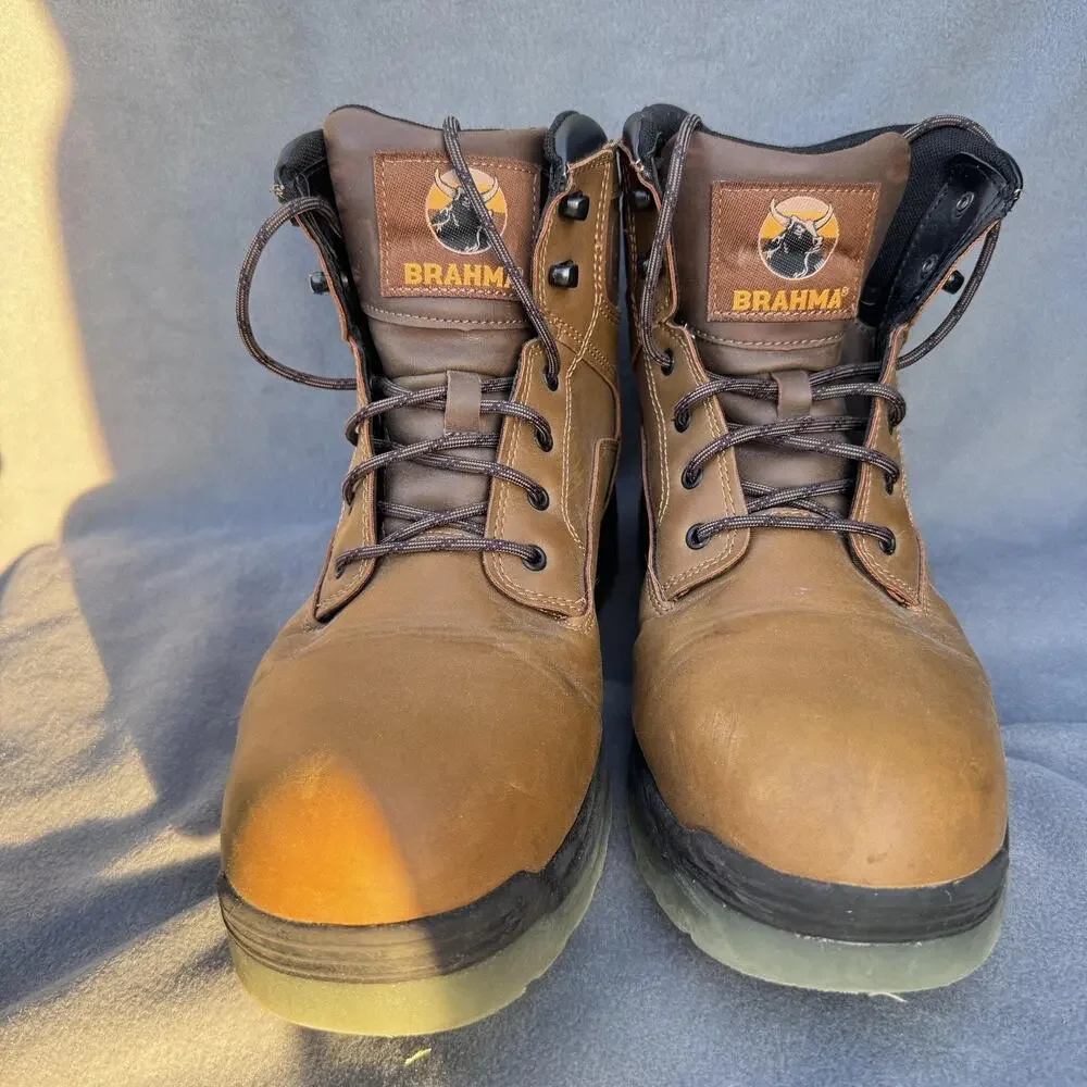 Brahma Boots Mens‎ Size 10.5 Brown Steel Toe ASTM F2413-18 Work Safety Shoes